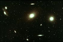 Скопление галактик в Деве. На переднем плане галактики М84 и М86
